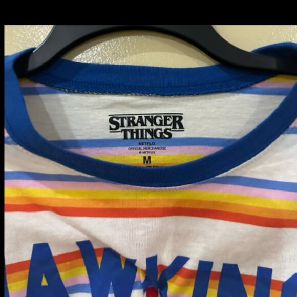 Stranger Things Hawkins Indiana Bright Stripe Ringer T-Shirt - Picture 4 of 5